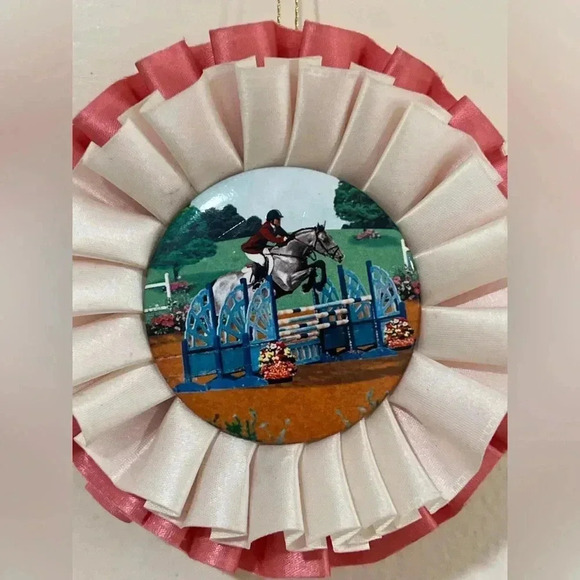 Equestrian jumping horse show ribbon ornament - Picture 2 of 4